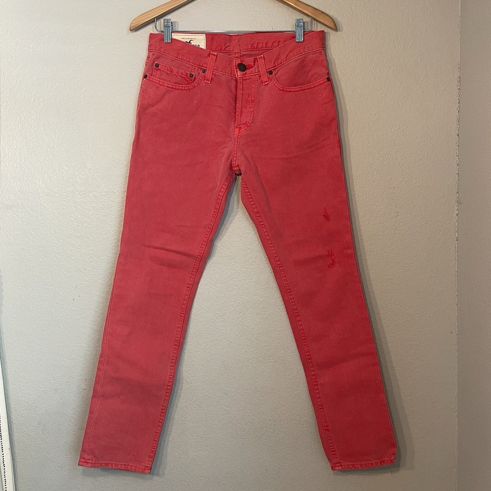 Hollister Men's Red 30x30 Button Fly 100% Cotton Denim Skinny Jeans